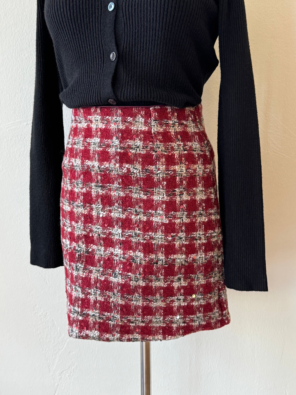 KENDALL'S SHORT PLAID TWEED SKIRT