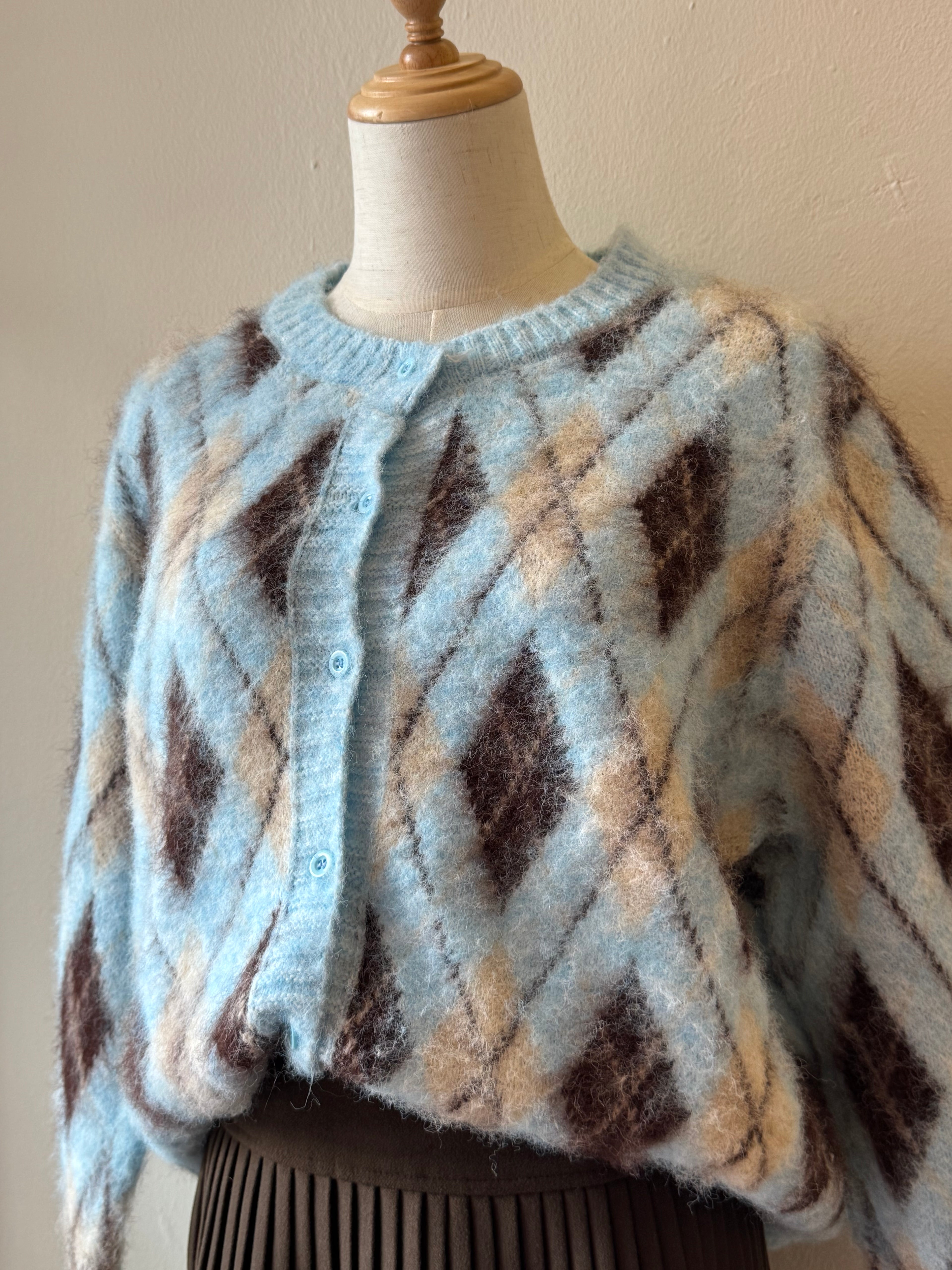 NORAH ARGYLE PATTERN CARDIGAN