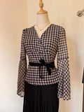 LAURA PLAID V NECK BLOUSE